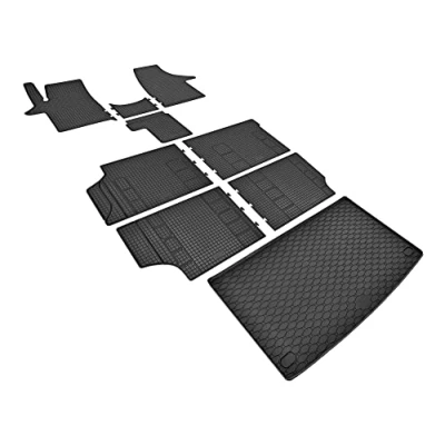 Afbeelding van Z4L Kofferbakmat, rubberen automatten, set voor VW T6 Transporter/Caravelle 8 zits (L2 + tunnel)