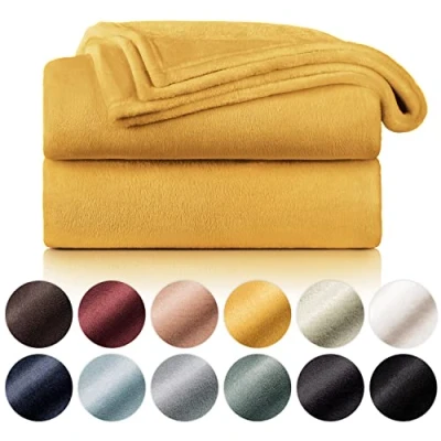 Afbeelding van Blumtal Fleece Deken Super Zacht Plaid 270x230 cm Mosterd Geel