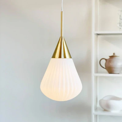 Afbeelding van Dyberg Larsen Ballon Hanglamp Small Opaal/Geel Koper DybergLarsen