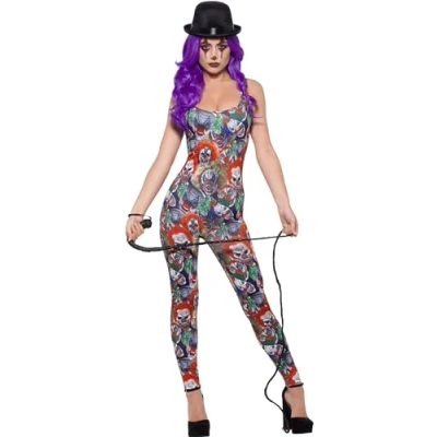 Afbeelding van Smiffy&#039;s Monster &amp; Griezel Kostuum Vol Enge Clowns Bodysuit Vrouw Multicolor Medium Halloween Verkleedkleding