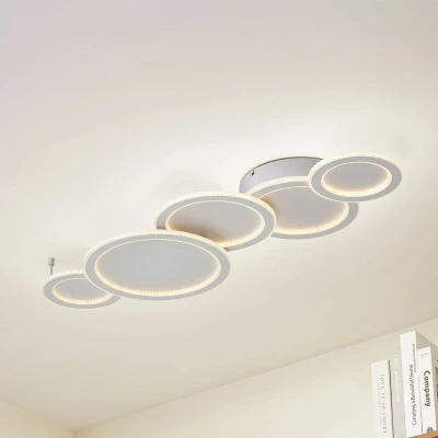 Afbeelding van Lucande LED plafondlamp Diala, wit, metaal, 96 cm