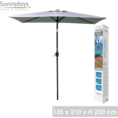 Afbeelding van PARASOL &quot;VILLA VERDE&quot; 135X210CM KANTELBAAR LICHTGRIJS