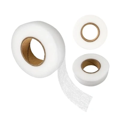 Afbeelding van Zoomband om op te strijken, 25 m, 20 mm breed, wit, strijkband van polyamide voor reparatie en stof, gordijn, broek, jeans, naadloze kleding