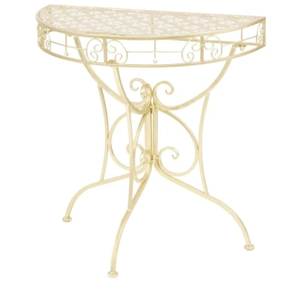 Afbeelding van Bijzettafel vintage stijl half rond 72x36x74 cm metaal goud