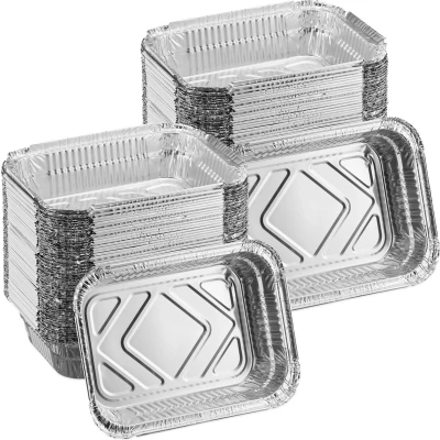 Afbeelding van Relaxdays aluminium bakjes bbq set van 100 18,5x13 cm alu rechthoekig