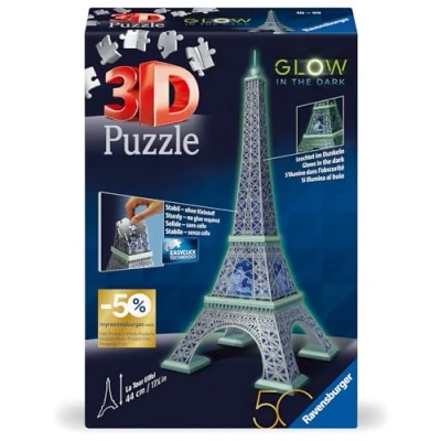Image de Ravensburger Puzzle 3D Tour Eiffel Phosphorescente 50 Ans Des 10 216P Numérotées A Assembler Sans Colle Accessoires Inclus 11591