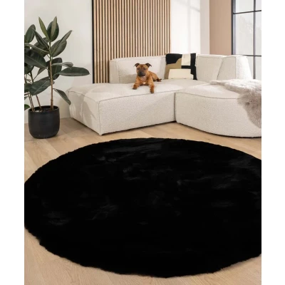 Afbeelding van Fluffy Vloerkleed Rond Comfy Deluxe Zwart 200 Cm