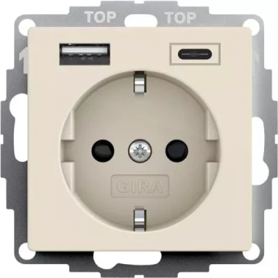 Afbeelding van Dubbele Usb Type A/C Wandcontactdoos Met Veiligheid Plus 245901 E3YMF
