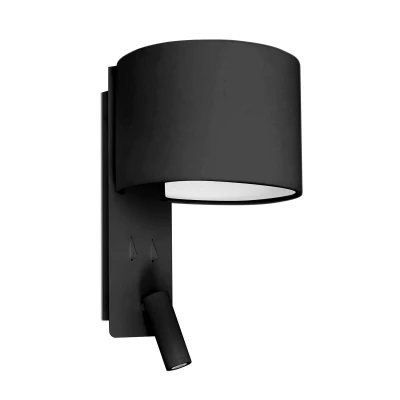 Afbeelding van Vouw wandlamp met LED leeslamp, zwart
