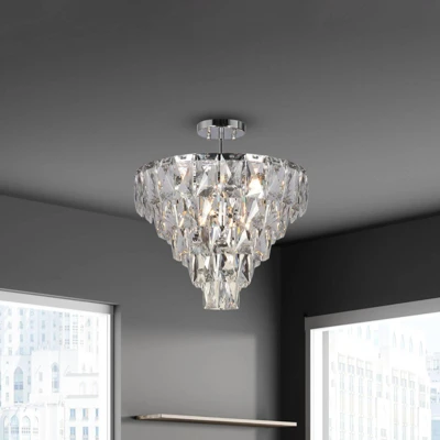 Afbeelding van Plafondlamp Chelsea metaal chroomkleurige glazen kristallen Ø 50 cm