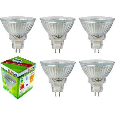 Afbeelding van Trango Set van 5 LED lampen MR16030*5 met MR16 fitting ter vervanging conventionele halogeenlampen I GU5.3 G4 12 Volt 3000K warmwitte gloeilamp, reflectorlamp,