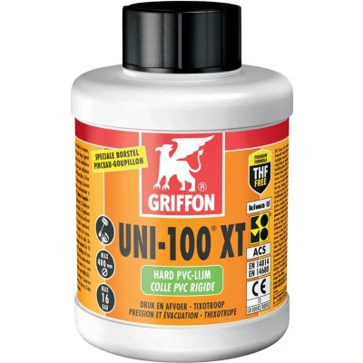 Afbeelding van Griffon PVC lijm 0,5ltr met kwast KIWA type Uni 100 XT label NL/FR