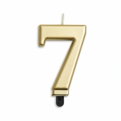 Afbeelding van Kaars 7 jaar Goud Metallic 8cm
