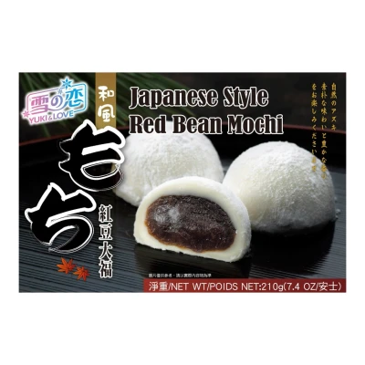 Afbeelding van Yuki &amp; Love Mochi Japanse rijstcake rode bonen (Aduki) smaak 12 x 210 g Asian Food Lovers