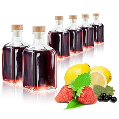 Afbeelding van COM FOUR® 6 x glazen fles 120 ml met kurksluiting, lege houder voor het vullen van vloeistoffen zoals olie (vierkant ml)