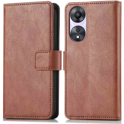 Afbeelding van iMoshion Hoesje Geschikt voor Oppo A58 Met Pasjeshouder Luxe Bookcase Bruin