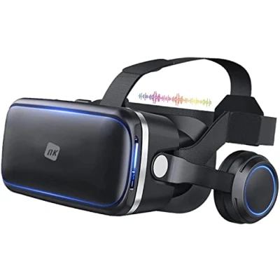 Afbeelding van NK VR Smart Bril met Hoofdtelefoon 3D Virtual Reality Smartphone Audio tussen 4,7&quot; 6,53&quot;, 90 100 kijkhoek, 360 rotatie, lens en verstelbare pupil Zwart