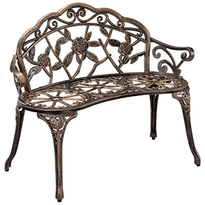 Afbeelding van Tuinbank tweezitsbank gietijzer 100x54x80 cm bronzen