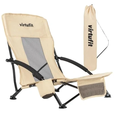 Afbeelding van VirtuFit Opvouwbare strandstoel Beige