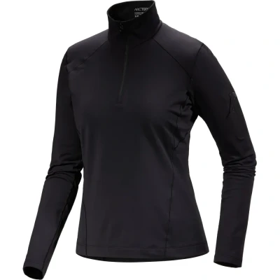 Afbeelding van Rho Zip Neck Shirt Dames Black 990 M Zwart Outdoor