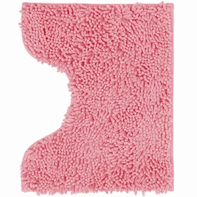 Afbeelding van Poligono Badkamertapijt van microvezel, badkamertapijt, wc mat, U vorm, 40 x 50 cm, zacht, antislip, roze