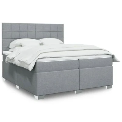 Image de vidaXL Sommier à lattes de lit avec matelas Gris clair 200x200cm Tissu