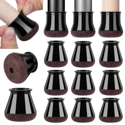 Afbeelding van ✮ Levenslange garantie Stoelvoetbescherming, 16 stuks, 14 20 mm, stoelkussen, beschermt de stilte en vloer, dik vilt, krasbestendig duurzame siliconen, zwart