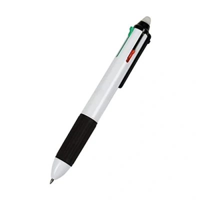 Afbeelding van WEDO Balpen 2564400 256226 4 kleurig (met schuifmechanisme en vier verwisselbare DIN vullingen in etui) chroom / zwart rood blauw groen