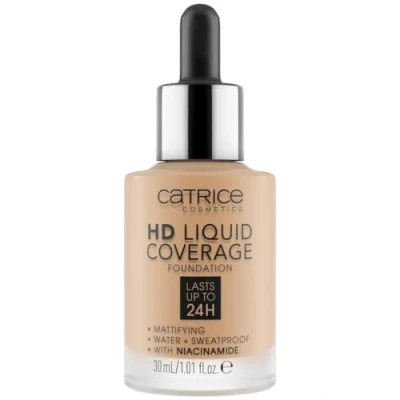 Afbeelding van Catrice HD Liquid Coverage vloeibare foundation, houdt tot 24 uur, matterend, tweede huid effect, nr. 032 nude beige, langdurig, veganistisch, olievrij, waterdicht, 30 ml