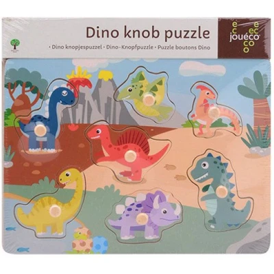 Afbeelding van Joueco Houten Dino Noppenpuzzel, 7st.