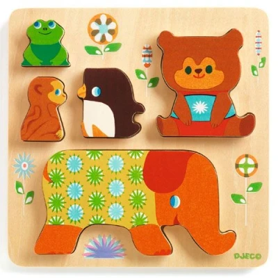 Afbeelding van Djeco houten puzzel dierentuindieren (5st)
