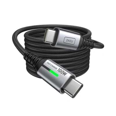 Image de INIU Cable USB C vers C, 2M 100W Câble Charge Rapide PD 5A QC 4.0, Chargeur Nylon Tressé pour iPhone 16/15 Pro Max Samsung Galaxy S24/S23/S22 Ultra iPad Air Mini MacBook PS5 Xiaomi etc