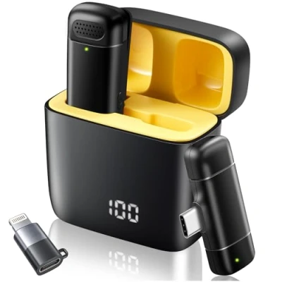 Afbeelding van VOVIGGOL Draadloze stropdasmicrofoon voor iPhone iPad Android met 400 mAh oplaadcase, mini plug &amp; play microfoon YouTube video opname, live streaming, TikTok, vlog, interview