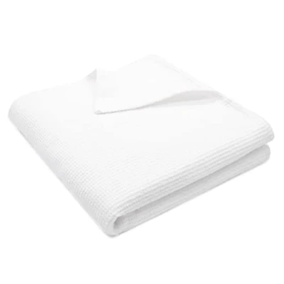 Afbeelding van ZOLLNER Knuffeldeken, 150 x 225 cm, zachte en warme bankdeken met wafelstof, wasbaar tot 95 graden, wit, hotelkwaliteit, Oeko Tex® gecertificeerd