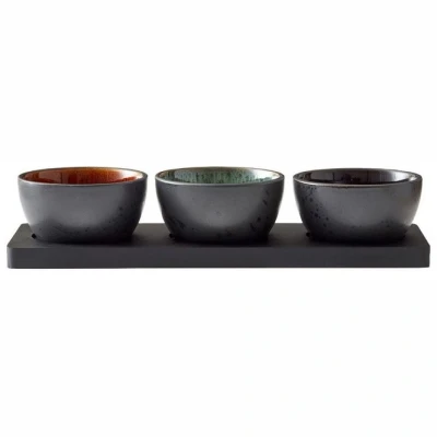 Afbeelding van Bitz Dipschaaltjes Set Gastro Zwart/multi Donker 32 x 11 cm 3 Delig