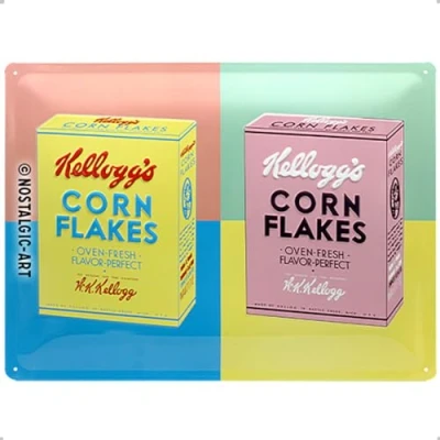 Afbeelding van Kellogg&#039;s Corn Flakes Pop Art Reliëf Metalen Bord 30 x 40 cm