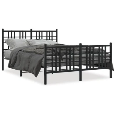 Image de vidaXL Cadre de lit métal avec tête lit/pied noir 137x190 cm