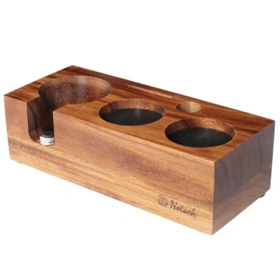 Afbeelding van NOTSEK Tapperstation 58 mm, houten tamper station voor filterhouder walnoot bufferstation espressomachine, Barista accessoires