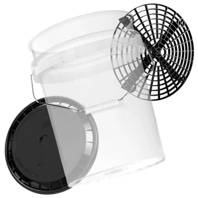 Afbeelding van Magic Bucket autowasemmer Met zeef en deksel 19 liter Transparant vuilfilterrooster Emmer voor het wassen van de auto
