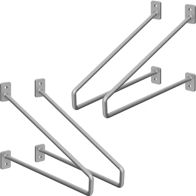 Afbeelding van ML Design 4 stuks plankbeugel, 265 mm, zilver, gemaakt van staal, haarspeld plankbeugels, zwevende wandbeugel, planksteun voor wandmontage, industriële wandplank, wandbeugel