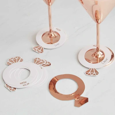 Afbeelding van Drinkmarkers rosé gouden ring 10 stuks