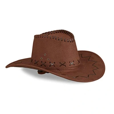 Afbeelding van 10 x cowboyhoed, westerse hoed voor volwassenen, wilde stijl, carnaval, donkerbruin, bruin