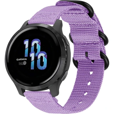 Afbeelding van iMoshion Nylon 22 mm bandje Geschikt voor Garmin Venu 2 / Fenix 7 Pro 7s 6 Vivoactive 4 Polar Grit X Vantage M2 V2 Paars