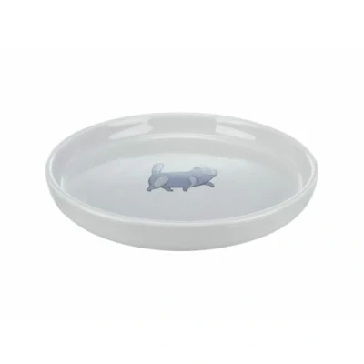 Afbeelding van Trixie Voerbak / Waterbak Plat En Breed Kattenprint Grijs 23 CM 600 ML