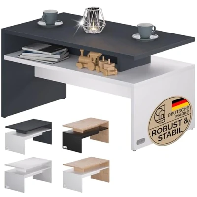 Afbeelding van Casaria Salontafel Opbervak 92x51x48cm Krasbestendig Wit