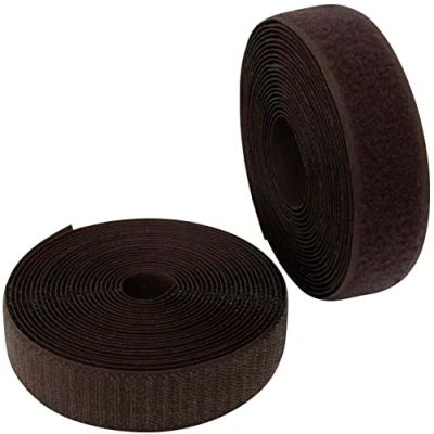 Afbeelding van AERZETIX C65968 Klittenband/rol 30 mm 5 meter met klittenband kabelorganizer/kabelklem kledingband voor kleding kleur: donkerbruin van polyamide en polyester