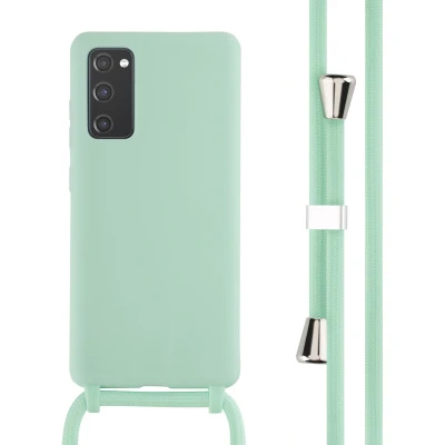 Afbeelding van iMoshion hoesje Geschikt voor Samsung Galaxy S20 FE met koord Siliconen Mintgroen