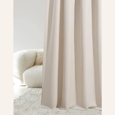 Image de ROOM99 Aura Rideau avec galon fronceur 140 x 260 cm (l H) coulissant Décoration moderne Pour salon, chambre à coucher Beige clair