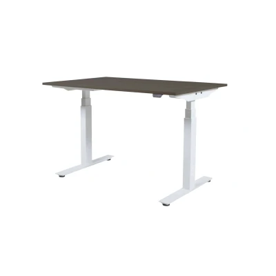 Afbeelding van Lectro Plus bureau, zit sta (64 130cm) hoogte verstelbaar dmv elektromotoren met 140x80cm logan eiken 25mm blad en aluminium (RAL9006) frame