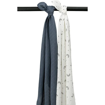 Afbeelding van Meyco Swaddle Doek Moon Indigo 2 pack